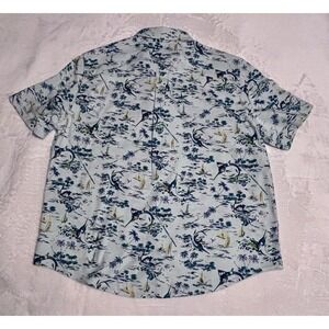 Chaps Shirt Mens Untucked Button-Down XXL 2X Short Sleeve Blue Marlin Hawaiian‎